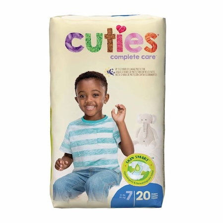 Cuties Complete Care Unisex Baby Diaper Cuties Essential Size 7 Disposable Heavy Absorbency, 80PK CRD701